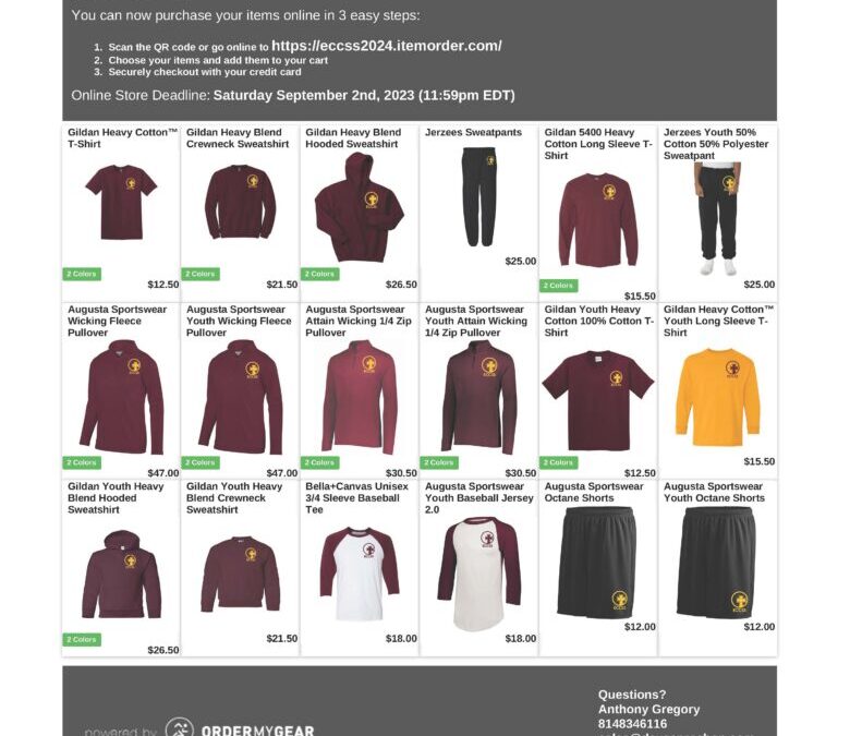 ECC 2023 Online Fall Clothing Sale Open Now