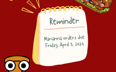 Marianna Hoagie & Pizza Orders Due 4/5/24